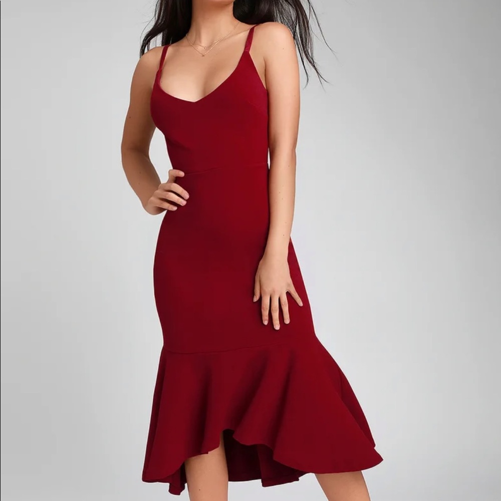 Lulus Burgundy Sleeveless Bodycon Midi Dress